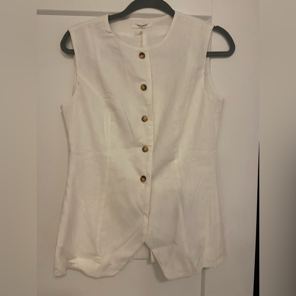 PEPPERMAYO WHITE LINEN VEST